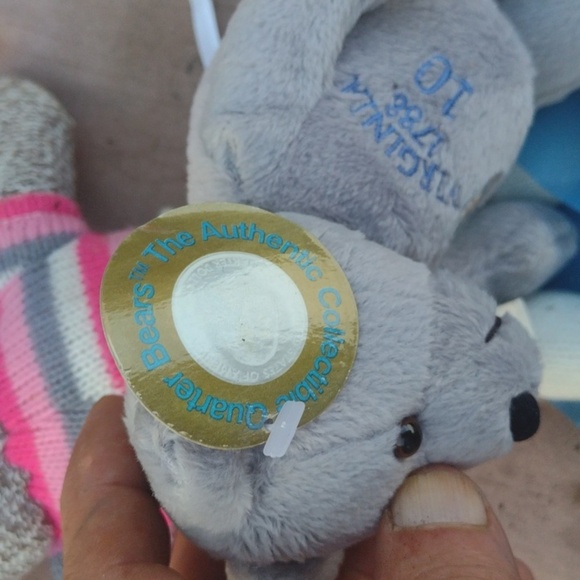 Striped Sock Monkey and Gray Teddy Bear Set NWT - Picture 5 of 6